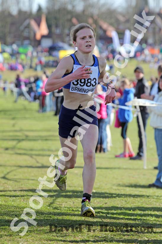 Bobby Clay leads the Under-15 Girl, McCain Inter Counties Cross Country, Cofton Park, Birmingham.